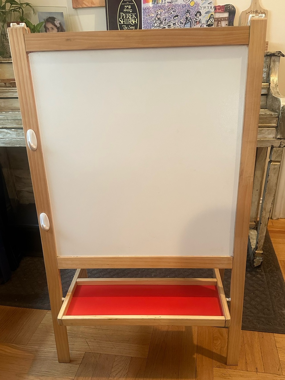 Kids Double-Sided Easel with Red Tray
